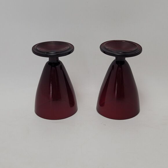 Vintage Anchor Hocking 2 Royal Ruby Red Cordial Shot Footed Wine Glasses Barware - Picture 7 of 9